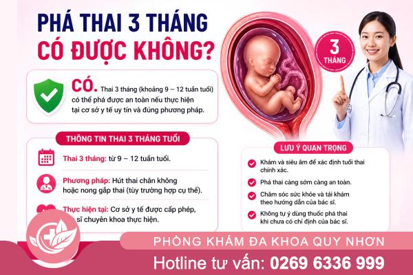 Phá thai 3 tháng được không? Có nguy hiểm không?
